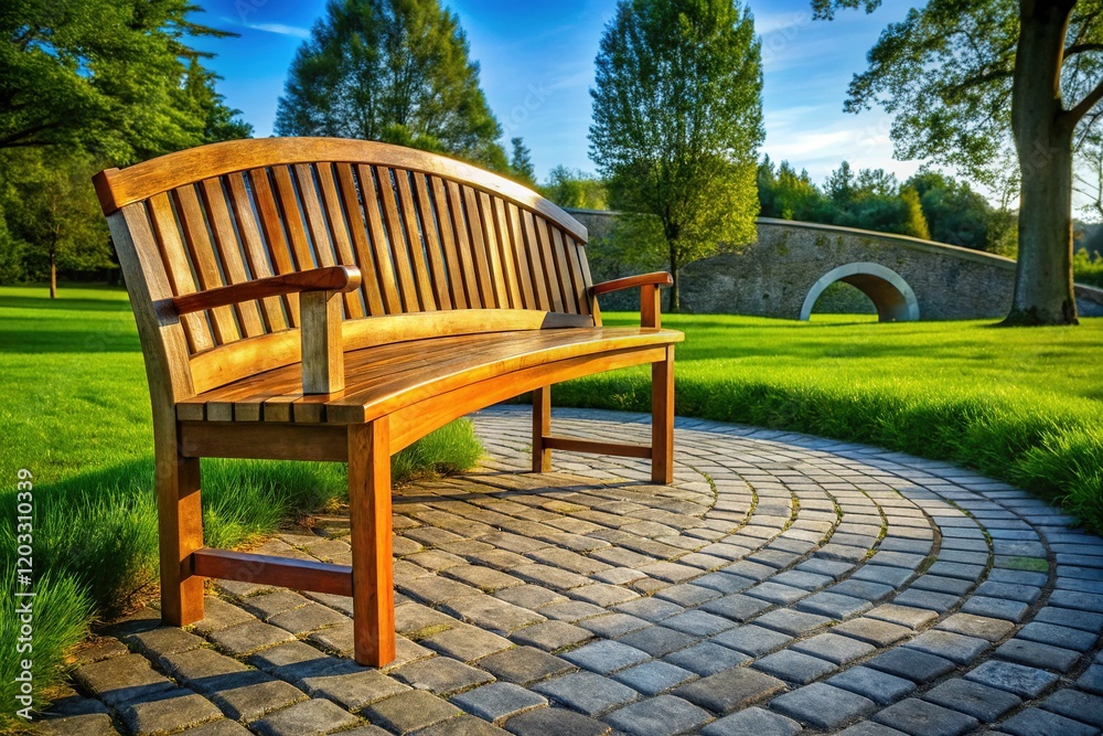 Aged Oak Curved Camping Bench with Table - Outdoor Furniture Design Aged Oak Curved Camping Bench with Table - Outdoor Furniture Design