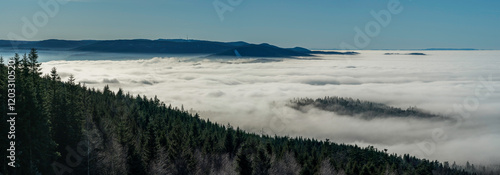 Panoramablick zur Hornisgrinde bei Inversion im Nordschwarzwald photo