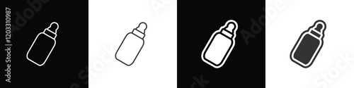 Feeding bottle icon in flat and line style. Baby milk bottle vector illustration in black, white and transparent background. Eps10