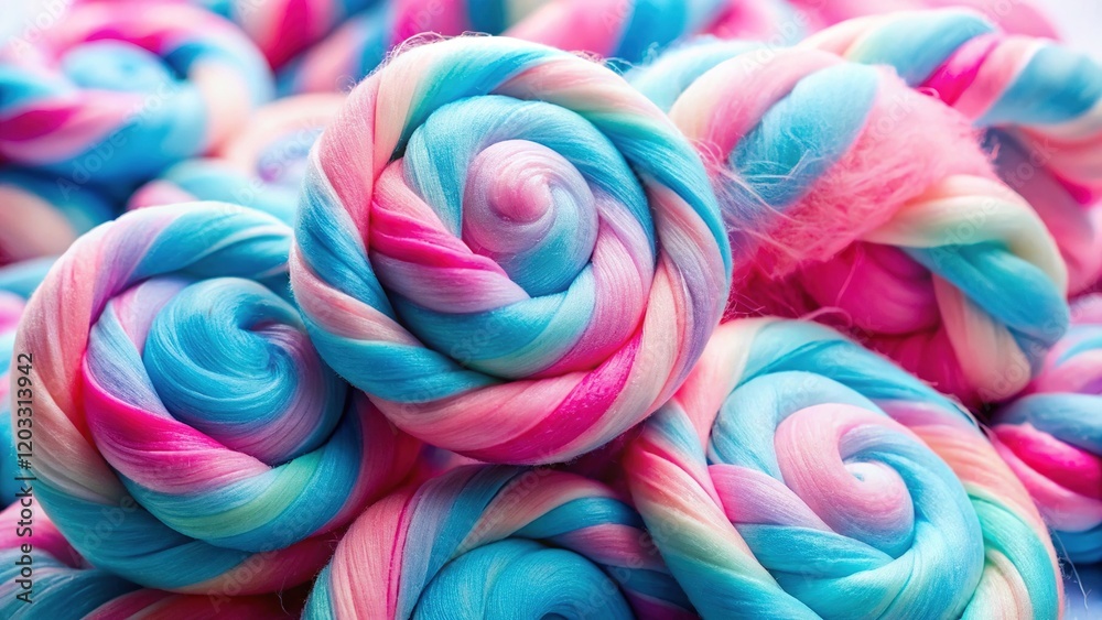 Fluffy Pink and Blue Cotton Candy Close-up Fluffy Pink and Blue Cotton Candy Close-up