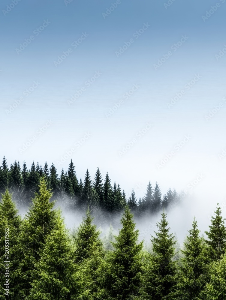 Serene Mountain Landscape with Green Trees for Nature and Travel Backgrounds Serene Mountain Landscape with Green Trees for Nature and Travel Backgrounds
