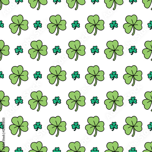 Holiday Leaves Green Shamrock Garden Pattern. Ideal for St. Patrick Day projects, thematic decorations, or any fabric that requires a touch of luck and nature