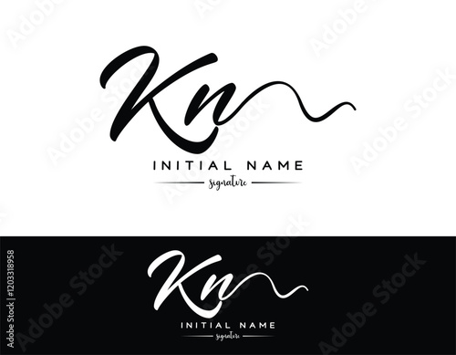 KN initial handwriting signature logo