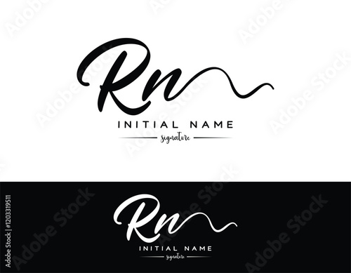 RN initial handwriting signature logo