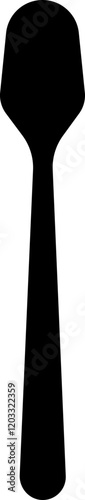 Cutlery icon . Place Setting Paper, Plastic spoon, black line and flat vector  isolated on transparent background. Utensils meal crockery symbol for food and app