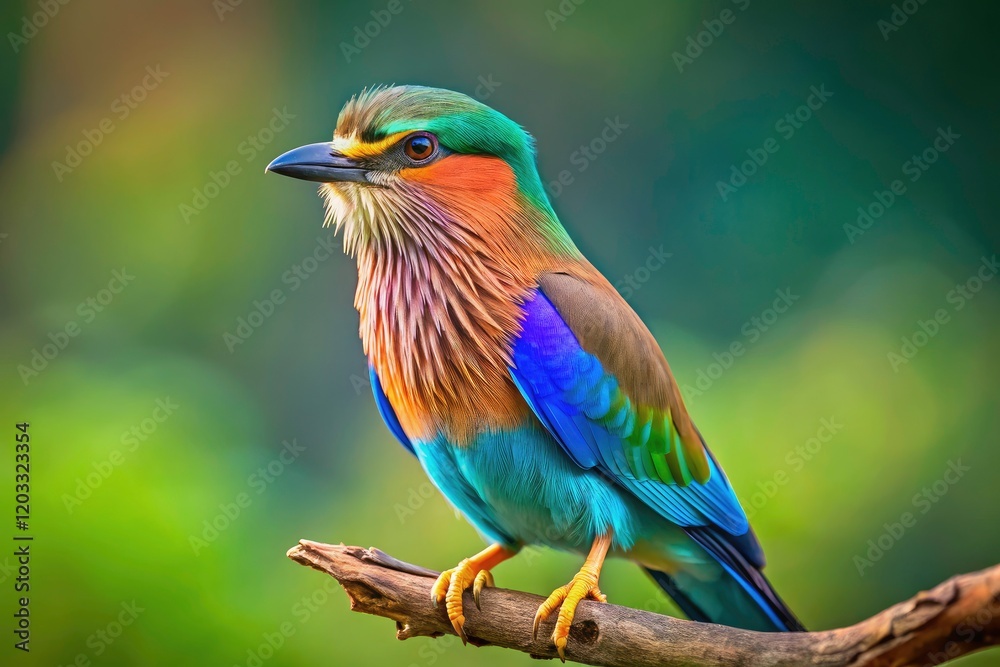Fototapeta premium Jim Corbett's vibrant Indian Roller, captured candidly; a stunning wildlife photography moment.