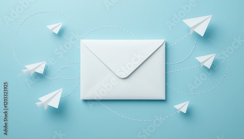 Fast Email Delivery  Paper Airplanes Flying to Envelope photo