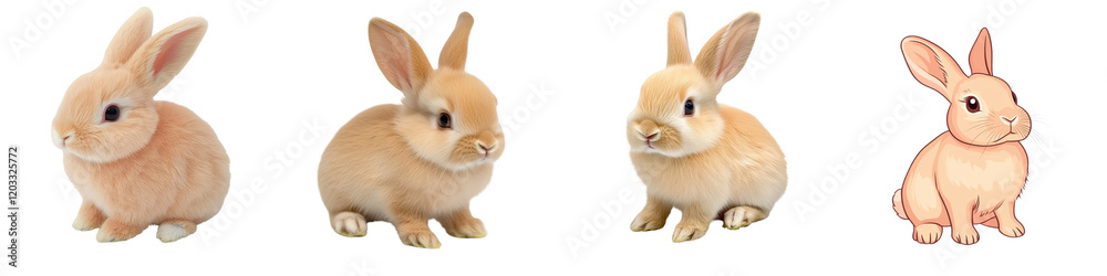 Obraz premium Adorable rabbits hares and bunnies captured in both natural and studio settings highlighting their soft fluffy fur curious expressions and various behaviors like sitting resting and hopping