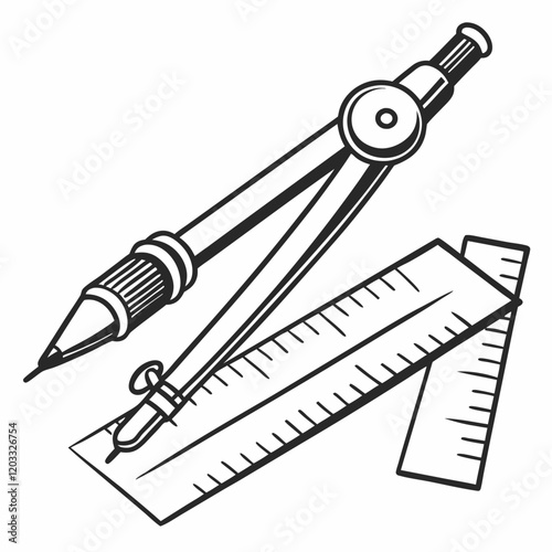 drawing of a pencil and ruler