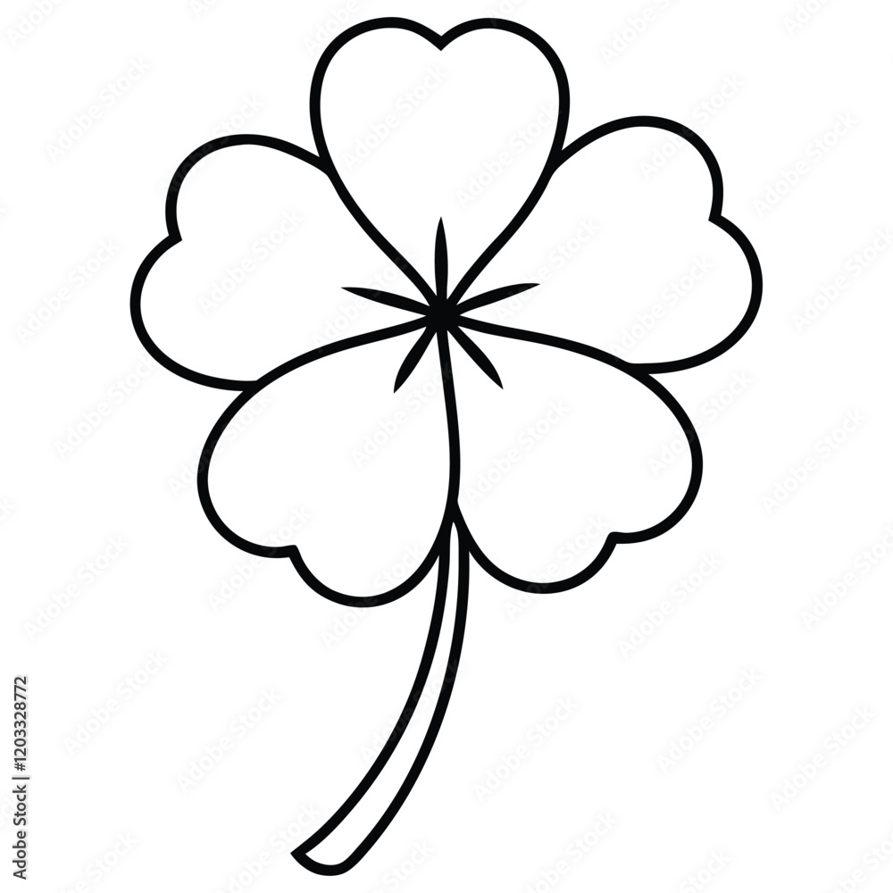 Four-Leaf Clover Blossom Illustration Four-Leaf Clover Blossom Illustration