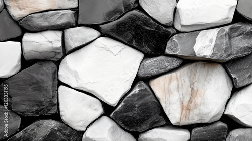 Black and White Natural Stone Wall Texture