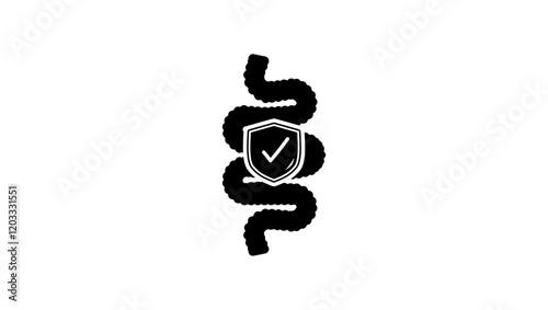gut protect, black isolated silhouette