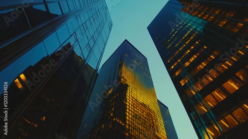 Wallpaper Mural City Skyline at Blue Hour with Modern High-Rise Buildings Torontodigital.ca