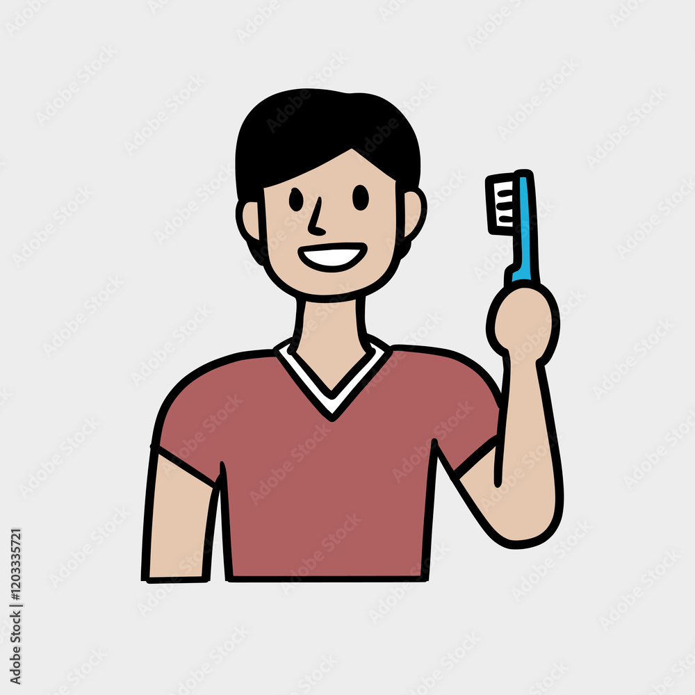 Person Holding a Toothbrush Illustration Person Holding a Toothbrush Illustration
