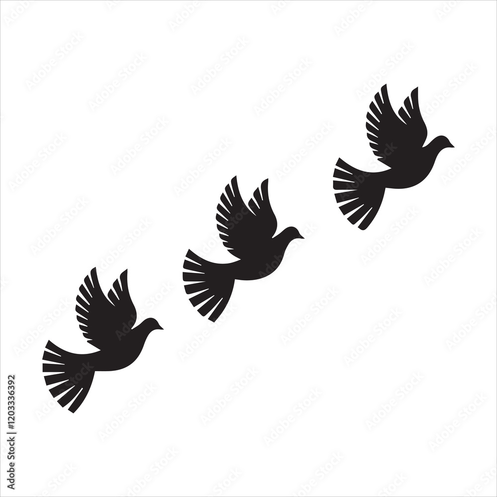 Obraz premium Birds Flying Silhouette vector illustration.