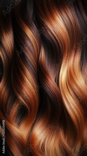 A stylish hair color shades poster highlighting shades of rich auburn, golden copper, and burnt sienna in a modern design. photo