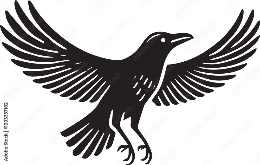 Obraz premium Crow vector in black and white