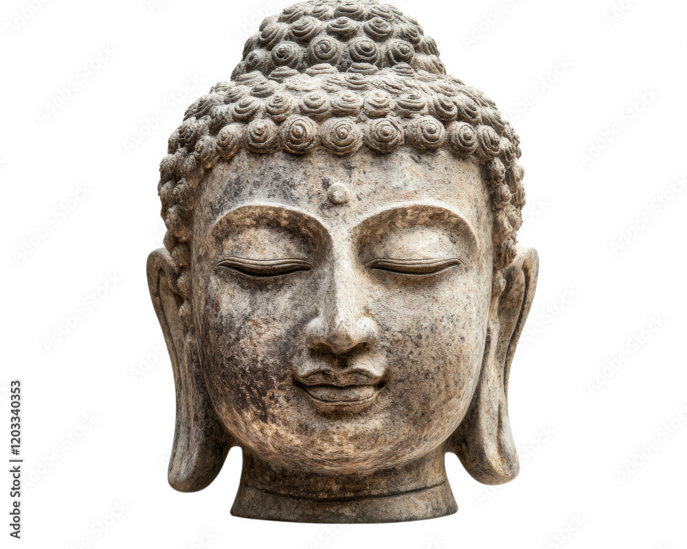 A Buddha head sculpture with intricate details, symbolizing peace and tranquility. Ideal for spiritual and artistic themes A Buddha head sculpture with intricate details, symbolizing peace and tranquility. Ideal for spiritual and artistic themes