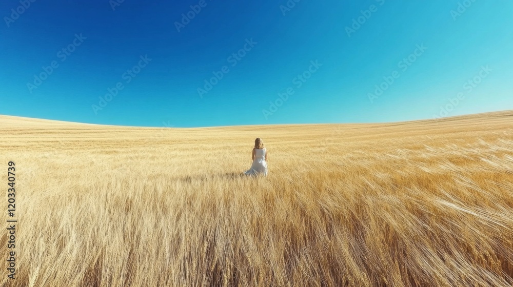 Obraz premium Blue Field Grassland Agriculture Plain Grasses Crop Prairie People in nature Steppe