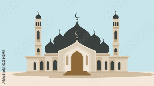 Architectural Mosque Illustration for Religious Themes.