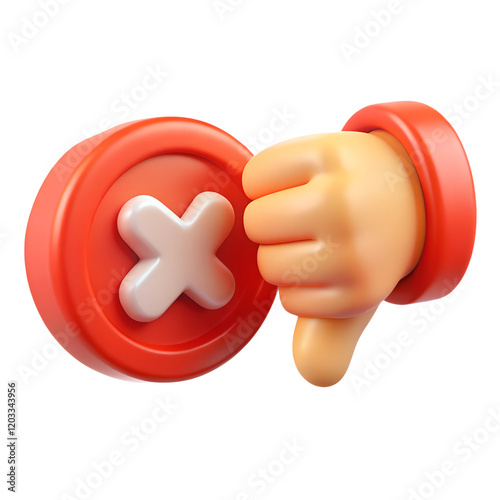 Thumbs down 3D object. Bad quality 3D object.