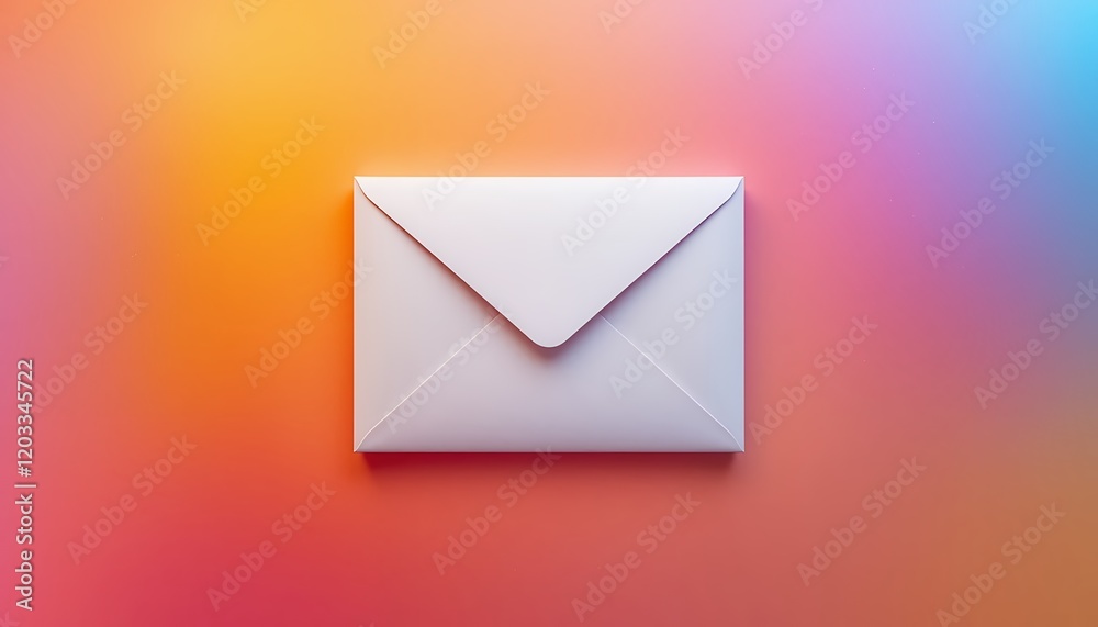Closed White Envelope on Colorful Background Closed White Envelope on Colorful Background