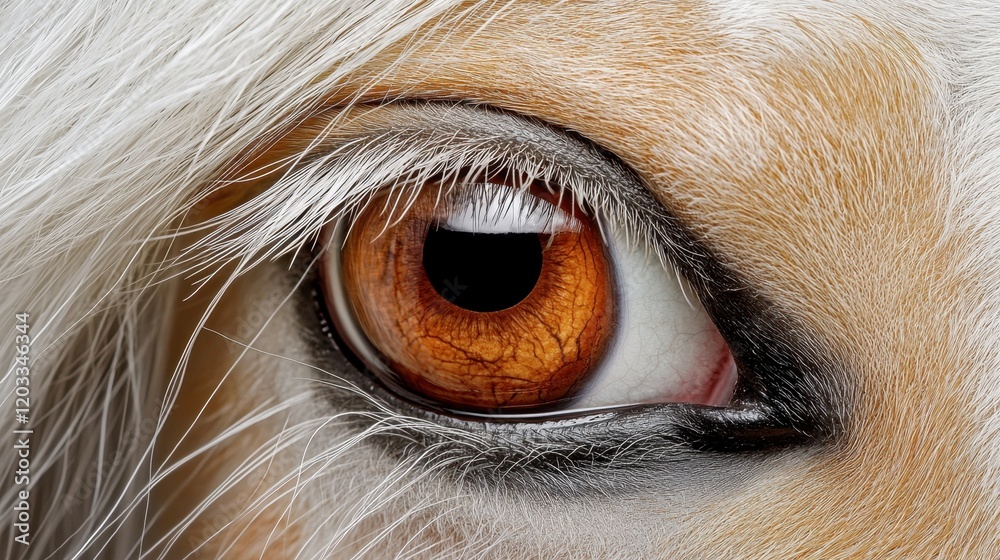 A close up of a horse's eye with white hair A close up of a horse's eye with white hair