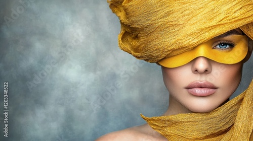 Wallpaper Mural A woman with a yellow mask covering her face Torontodigital.ca