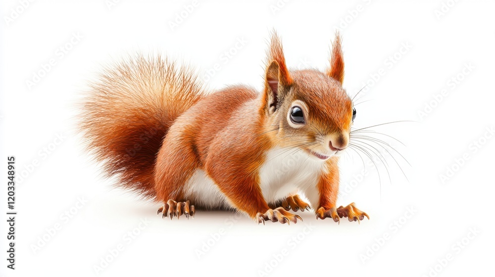 Fototapeta premium A red squirrel sitting on a white surface