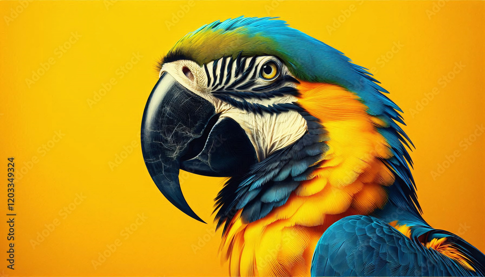 Fototapeta premium Vibrant Blue and Yellow Macaw Parrot
