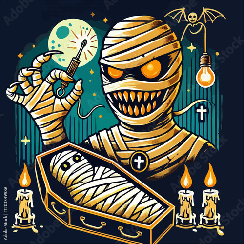 spooky mummy vector illustration