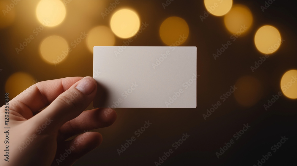 A hand holding a blank business card A hand holding a blank business card