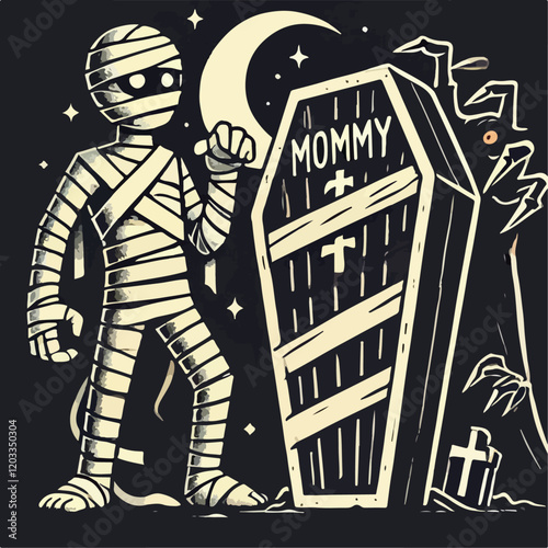 spooky mummy vector illustration