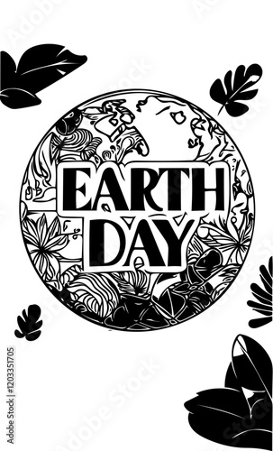 Black and white earth day theme
