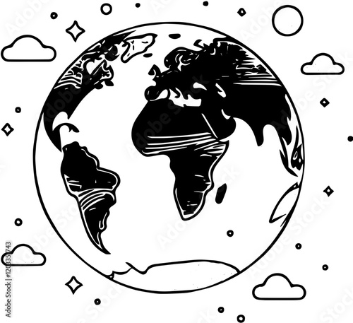 Black and white earth day theme