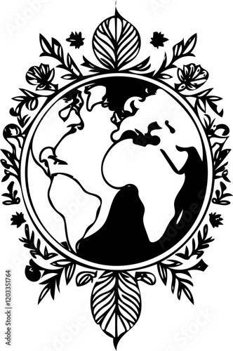 Black and white earth day theme