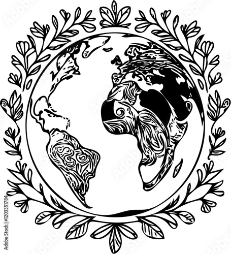 Black and white earth day theme