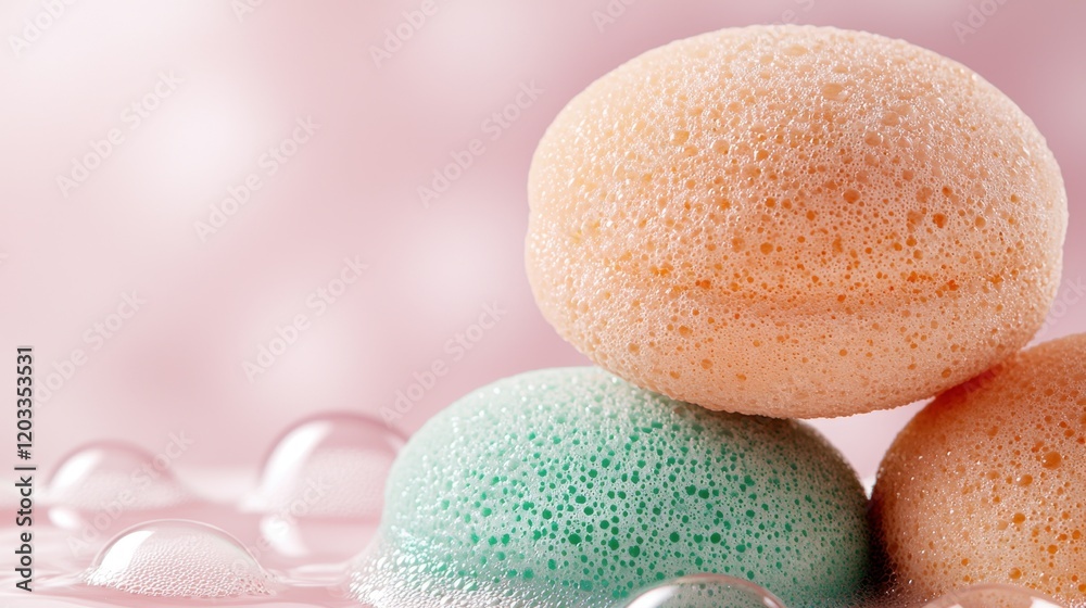 A group of three sponges sitting on top of each other A group of three sponges sitting on top of each other