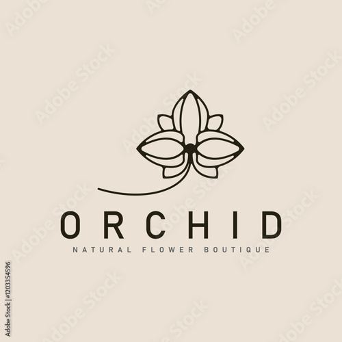 orchid flower logo line art vector  minimalist illustration template design.