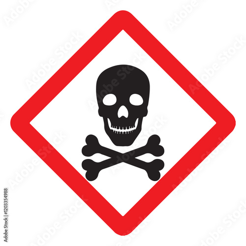Poison bio hazard vector logo design element. Caution warning symbol concept. Scull with crossed bones. Power fast speed logotype
