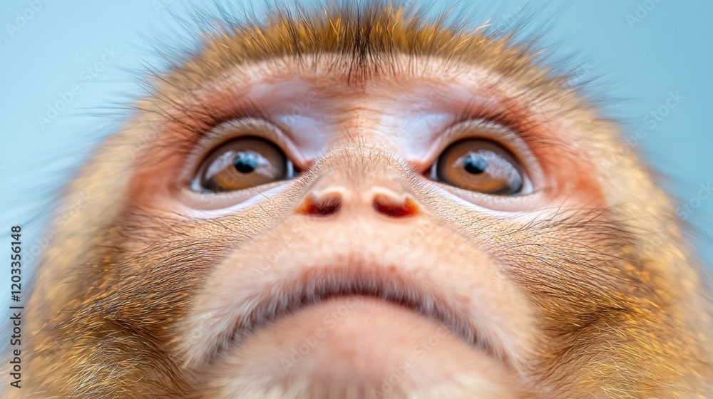 Obraz premium A close up of a monkey's face with a blue background