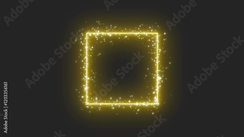 box or square neon shape with particle gold yellow