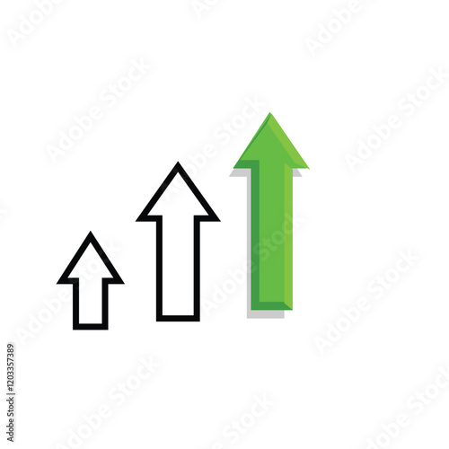 arrow icon. up arrow symbol on white background. has the effect of strengthening, rising, progressive, increasing. mixed design style. vector design template