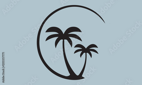 palm tree summer logo template vector illustration, flyer, Hand drawn lettering phrase, svg Files for Cutting Cricut and Silhouette, EPS 10