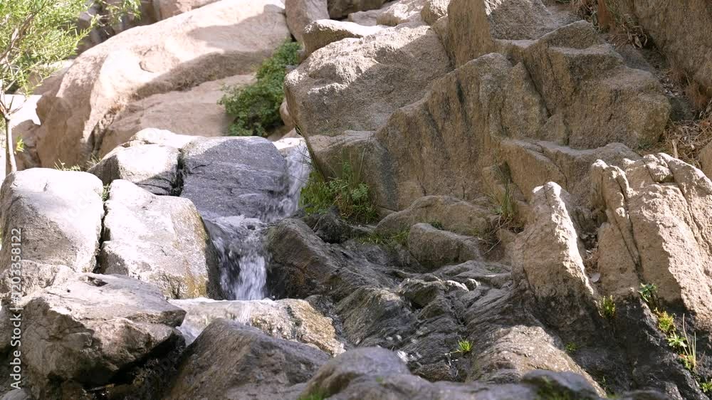 View Of The Waterfall In Summer And The Mountain View Of The Waterfall In Summer And The Mountain