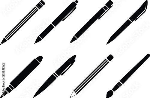 Pen Icon set.Pen Line Icon with Editable Stroke and Pixel Perfect.classic hand writing tool for calligraphy.Copywriting Related Vector, pen logo silhouette vector design template premium, sign up icon