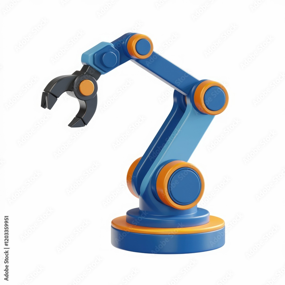 A 3D rendering of a robotic arm with a claw, showcasing automation and technology. A 3D rendering of a robotic arm with a claw, showcasing automation and technology.