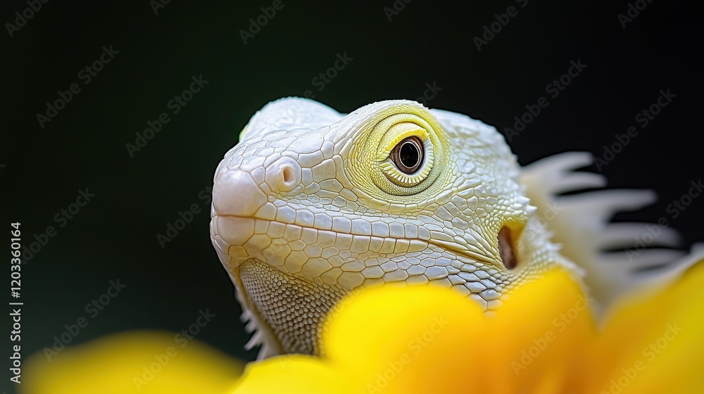Fototapeta premium A close up of a lizard on a yellow flower
