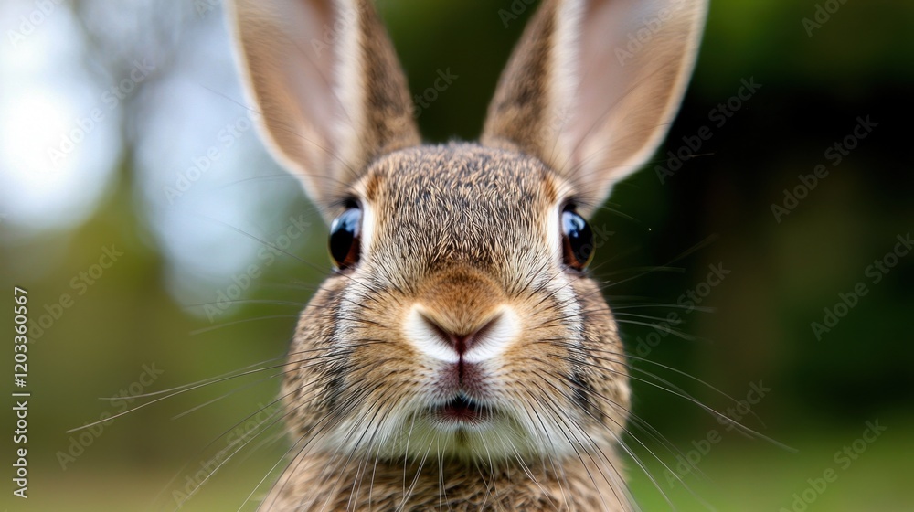 Fototapeta premium A close up of a rabbit's face with a blurry background