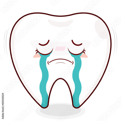 tooth crying face cartoon cute